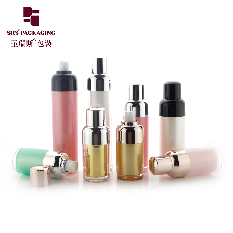 Double Wall Round Cosmetic Lotion Packaging Empty AS Plastic Airless Bottle 15ml 30ml 50ml